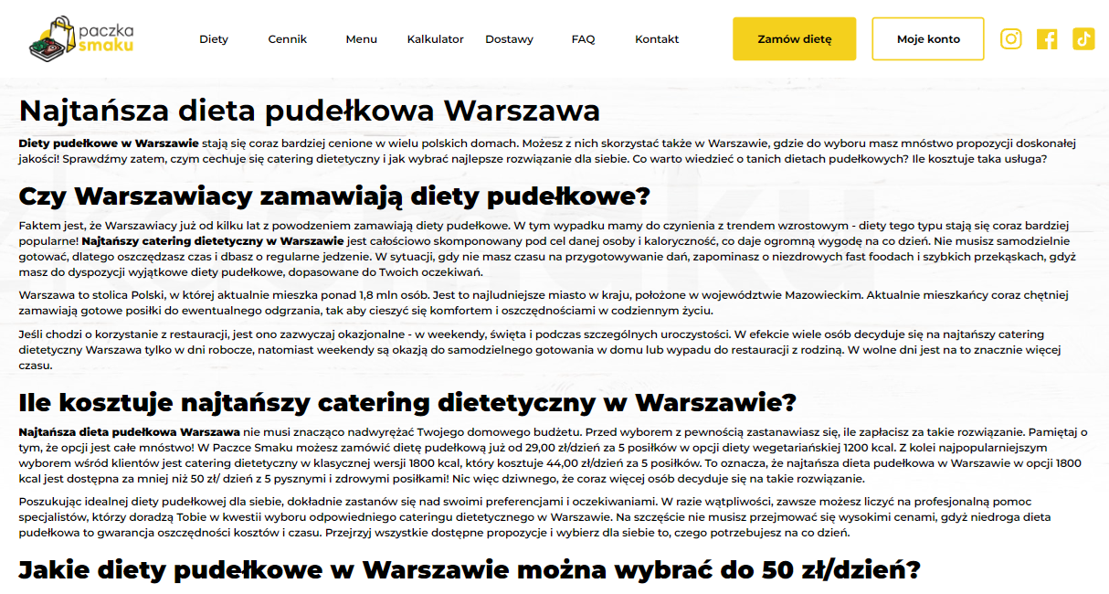 Paczka Smaku - dieta pudełkowa w Warszawie