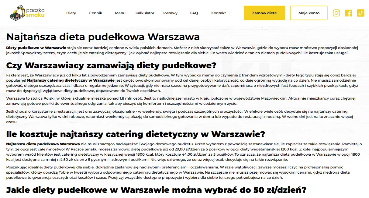 Paczka Smaku - dieta pudełkowa w Warszawie